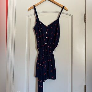 Lily Star Navy Romper with Watermelon Print. Size Small